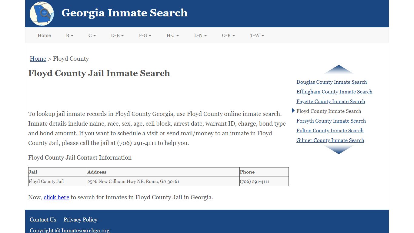 Floyd County Jail Inmate Search